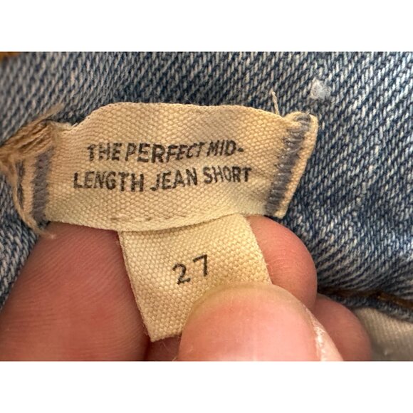 Madewell Perfect Mid-Length Jean Shorts Women’s Size 27 Light Wash Frayed Hem De - Picture 5 of 5